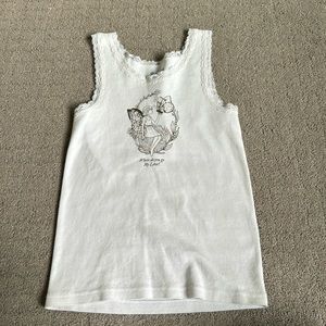 brandy melville john galt lace white tank graphic
